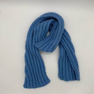 Handmade Blue Ribbed Knit Scarf